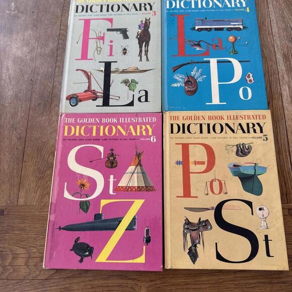 The Golden Book Illustrated Dictionary Volumes 1 - 6 7 1961 Vintage - Picture 3 of 7
